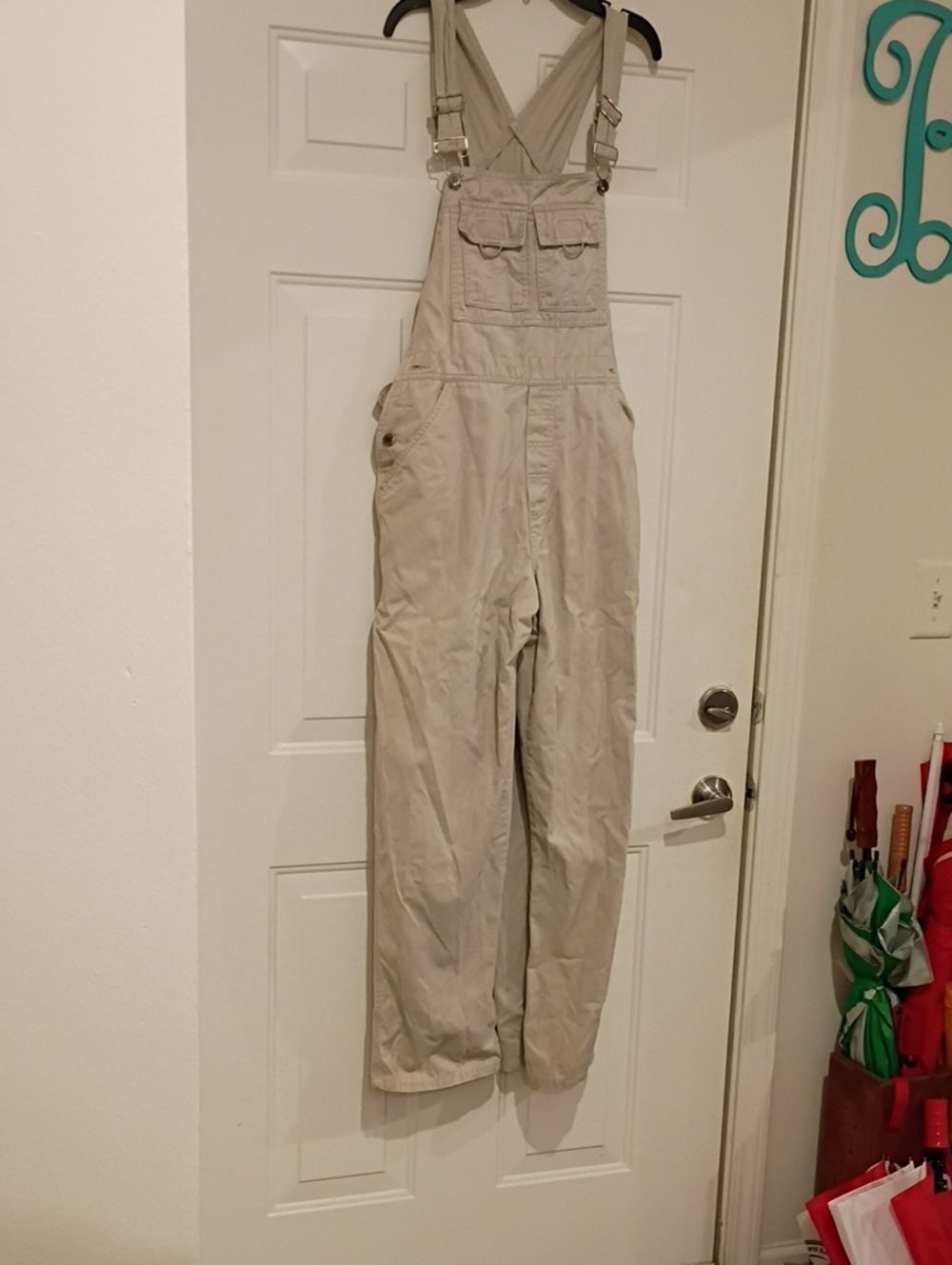 Beige Women's Cotton Overalls - Casual Jumpsuit